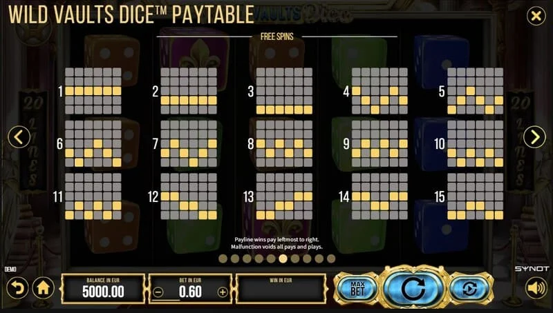 Wild Vaults Dice – Card Gamble ekranas su dvigubinimu pagal kortos spalvą